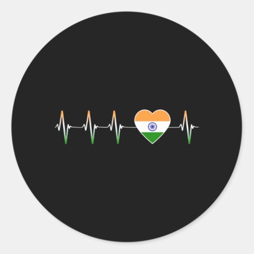 Indian Heartbeat I Love India Flag Heart Country Classic Round Sticker