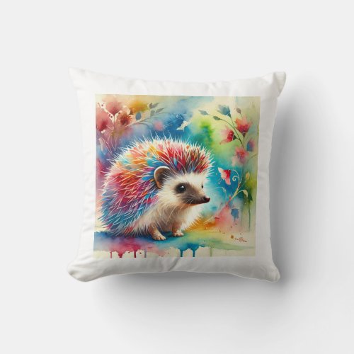 Indian Hedgehog 200624AREF216 _ Watercolor Throw Pillow