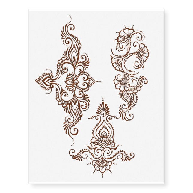 Indian henna design temporary tattoo sheet (Front)