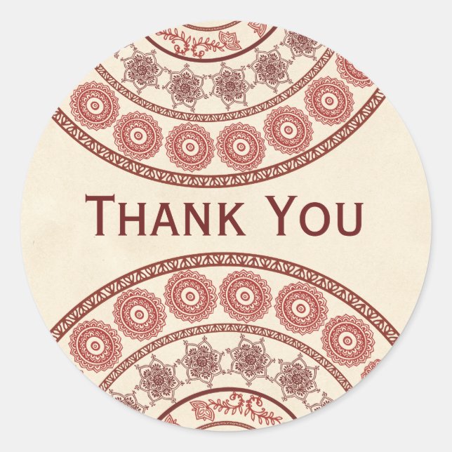 Indian Henna Mehndi Wedding Oval Sticker (Front)