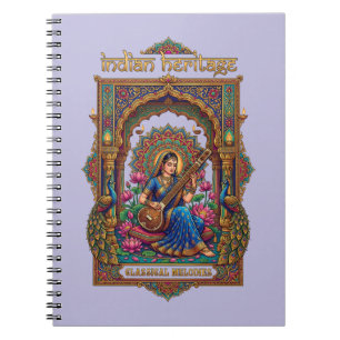 Indian Heritage: Classical Musician Veena Art Notebook