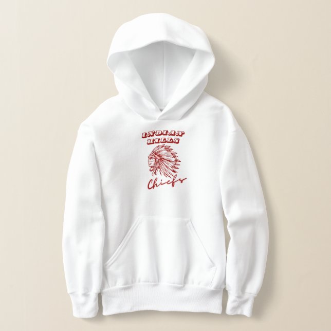 "Indian Hills Elementary Chiefs Organic Hoodie-QR Hoodie (Laydown)