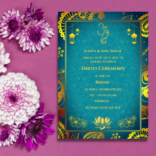 Indian Hindu Boy Dhoti Ceremony Pancha Kattu Invit Invitation