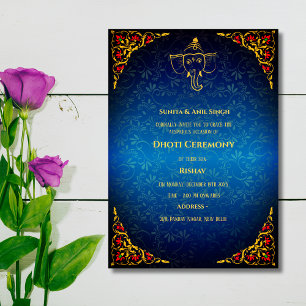 Indian Hindu Boy Dhoti Ceremony Pancha Kattu Invit Invitation