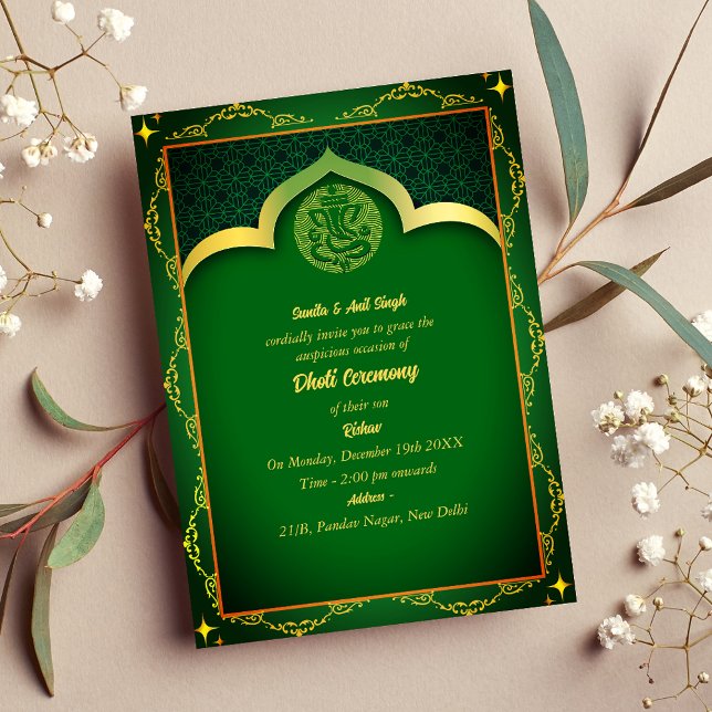 Indian Hindu Boy Dhoti Ceremony Pancha Kattu Invit Invitation (Creator Uploaded)