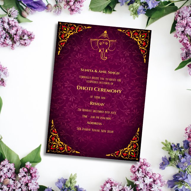 Indian Hindu Boy Dhoti Ceremony Pancha Kattu Invit Invitation (Creator Uploaded)