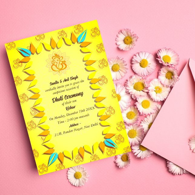 Indian Hindu Boy Dhoti Ceremony Pancha Kattu Invit Invitation (Creator Uploaded)