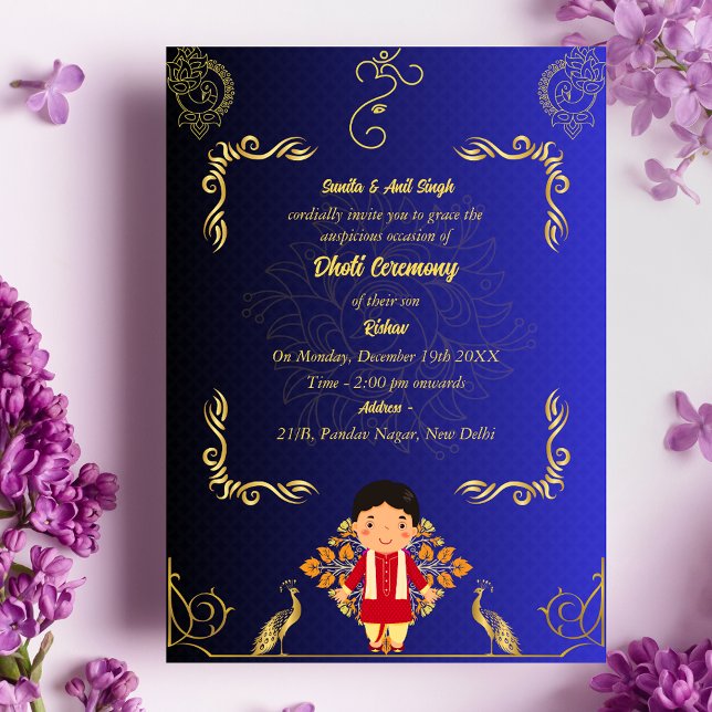 Indian Hindu Boy Dhoti Ceremony Pancha Kattu Invit Invitation (Creator Uploaded)