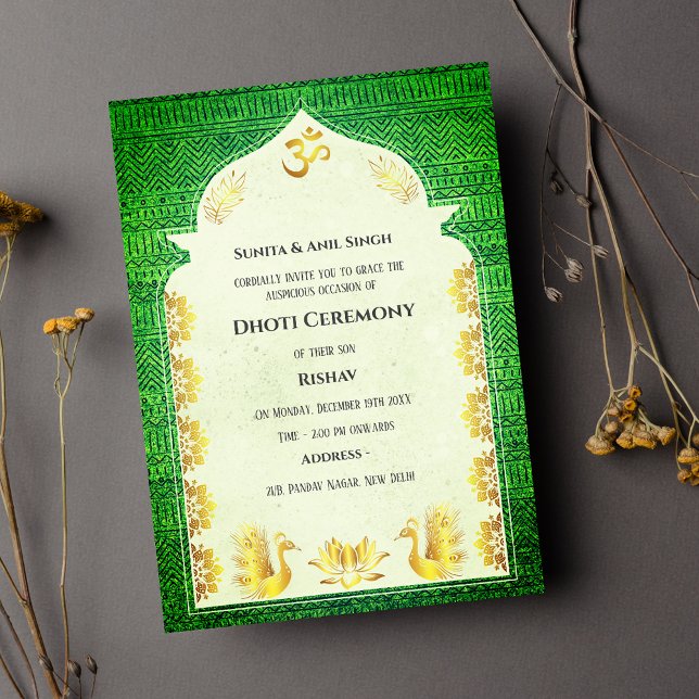 Indian Hindu Boy Dhoti Ceremony Pancha Kattu Invit Invitation (Creator Uploaded)