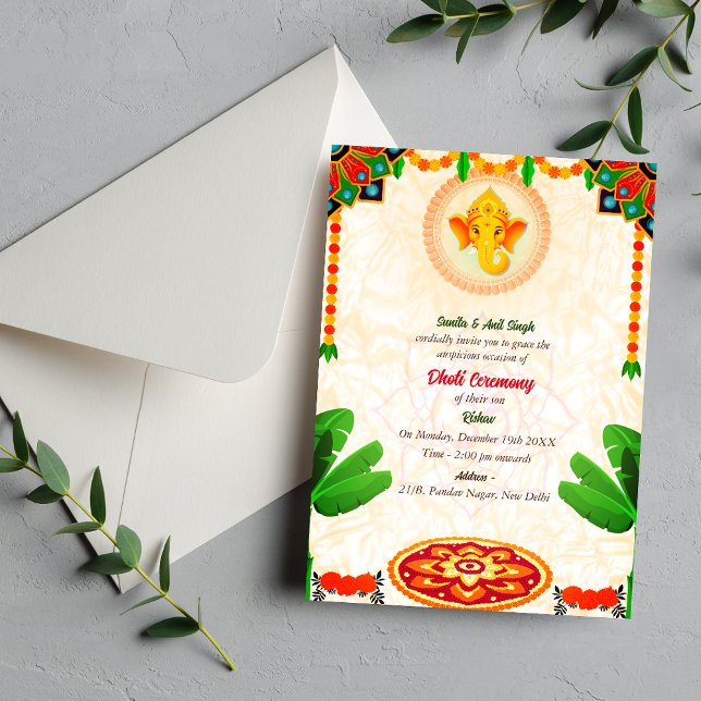 Indian Hindu Boy Dhoti Ceremony Pancha Kattu Invit Invitation (Creator Uploaded)