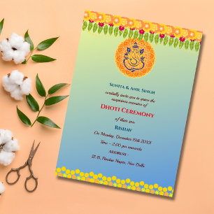 Indian Hindu Boy Dhoti Ceremony Pancha Kattu Invitation