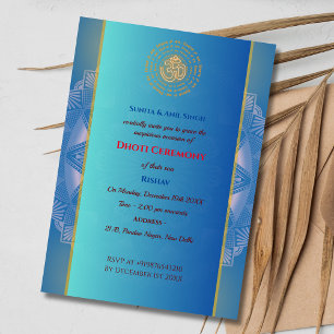 Indian Hindu Boy Dhoti Ceremony Pancha Kattu Invitation