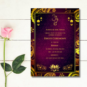 Indian Hindu Boy Dhoti Ceremony Pancha Kattu Invitation