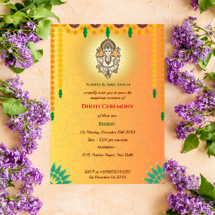 Indian Hindu Boy Dhoti Ceremony Pancha Kattu Invitation