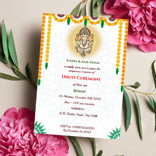 Indian Hindu Boy Dhoti Ceremony Pancha Kattu Invitation