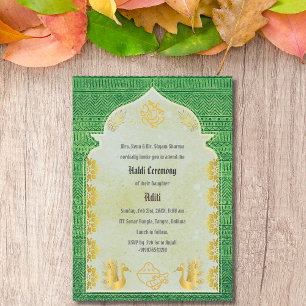 Indian Hindu Bride Haldi Ceremony Ganesha Invitation