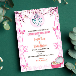 Indian Hindu Engagement Ceremony Invitation