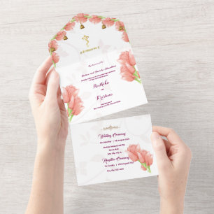 Indian Hindu Ganesha floral watercolor All In On All In One Invitation