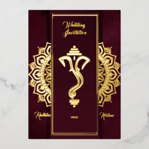 Indian Hindu Ganesha Wedding Foil Invitation