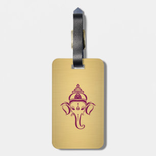 Indian Hindu God Ganesh /Ganesha Gold Maroon Luggage Tag