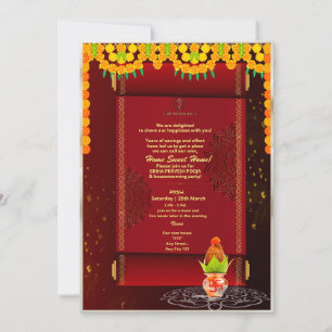 Indian Hindu House Warming Grihapravesh Invitation