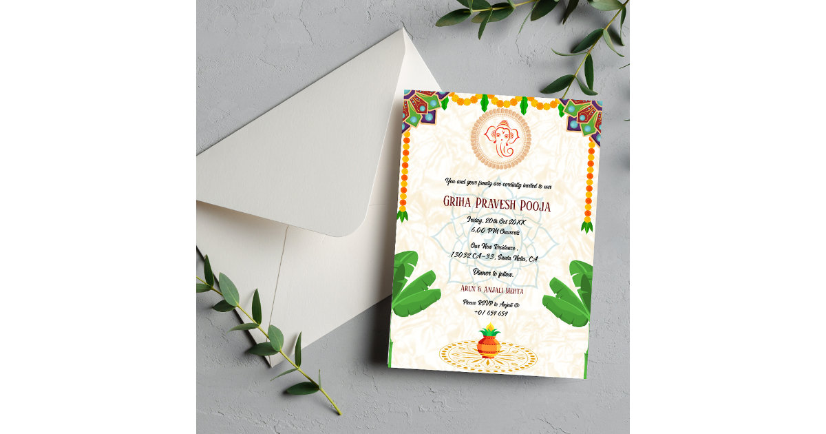 Indian Hindu Housewarming Griha Pravesh Invitation Zazzle