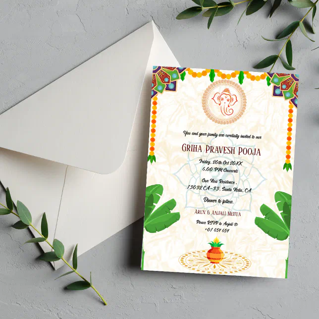 Indian Hindu Housewarming Griha Pravesh Invitation Zazzle