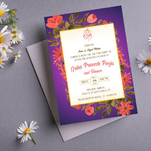 Indian Hindu Housewarming Griha Pravesh Invitation
