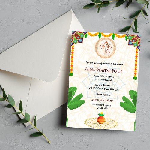 Indian Hindu Housewarming Griha Pravesh Invitation