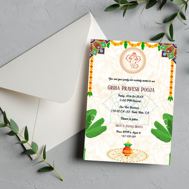 Indian Hindu Housewarming Griha Pravesh Invitation (Creator Uploaded)