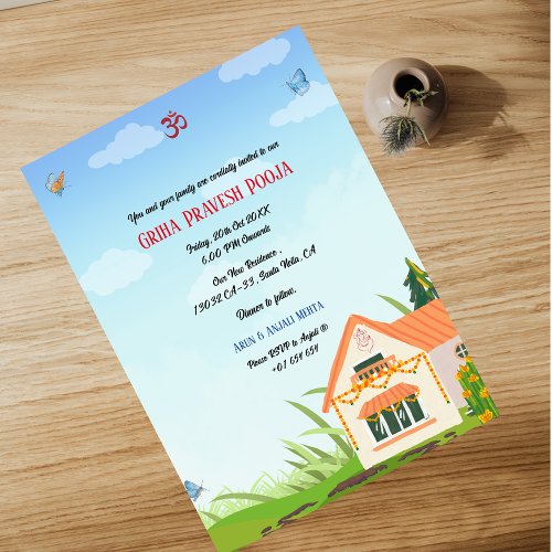 Indian Hindu Housewarming Griha Pravesh Invitation