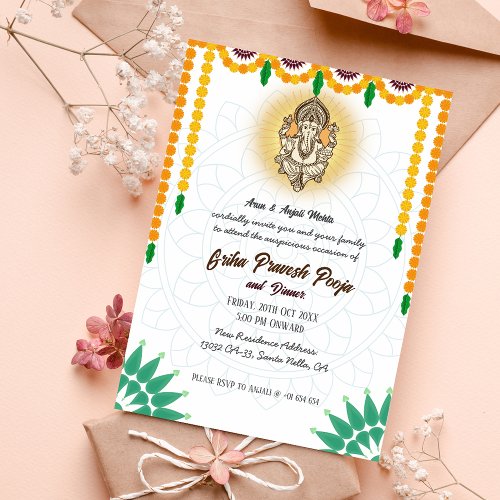 Indian Hindu Housewarming Griha Pravesh Invitation