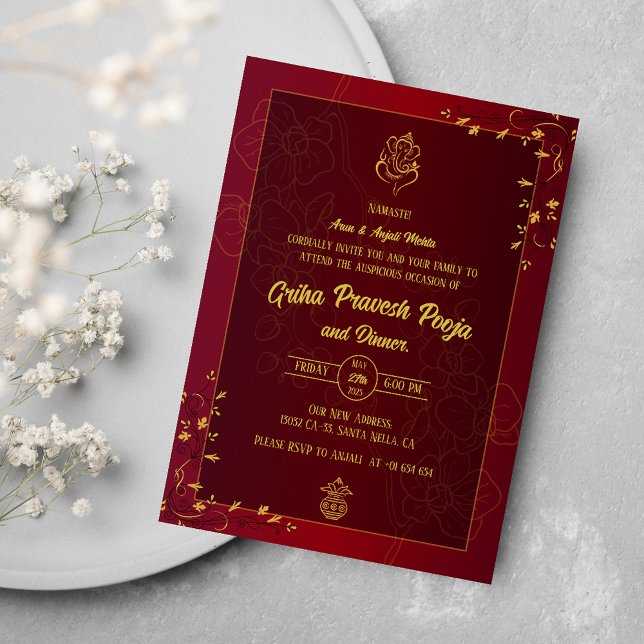 Indian Hindu Housewarming Griha Pravesh Invitation (Creator Uploaded)
