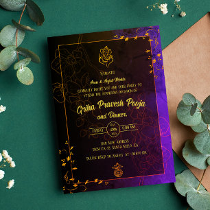 Indian Hindu Housewarming Griha Pravesh Invitation