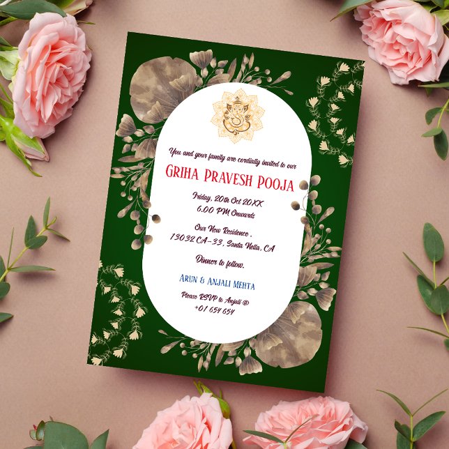 Indian Hindu Housewarming Griha Pravesh Rustic Invitation (Creator Uploaded)