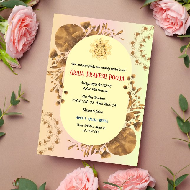 Indian Hindu Housewarming Griha Pravesh Rustic Invitation (Creator Uploaded)
