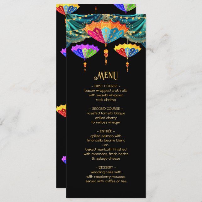 Indian Hindu Parasol lights Wedding Menu (Front/Back)