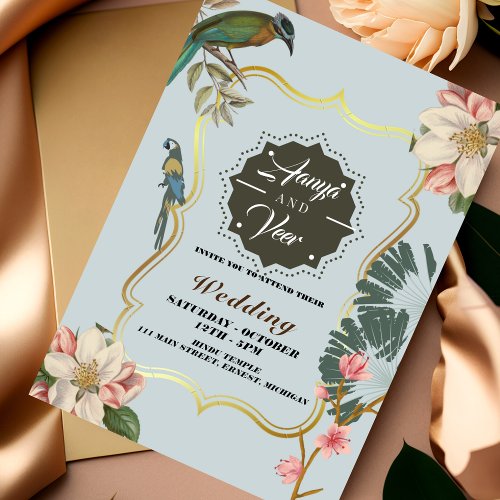 Indian Hindu Peacock Wedding Invitation