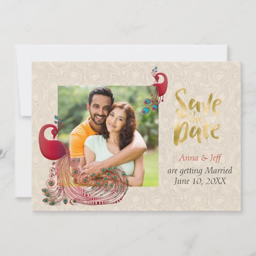 Indian Hindu Peacock Wedding Save the Date