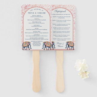 Indian Hindu Saptapadi Wedding Program Fan