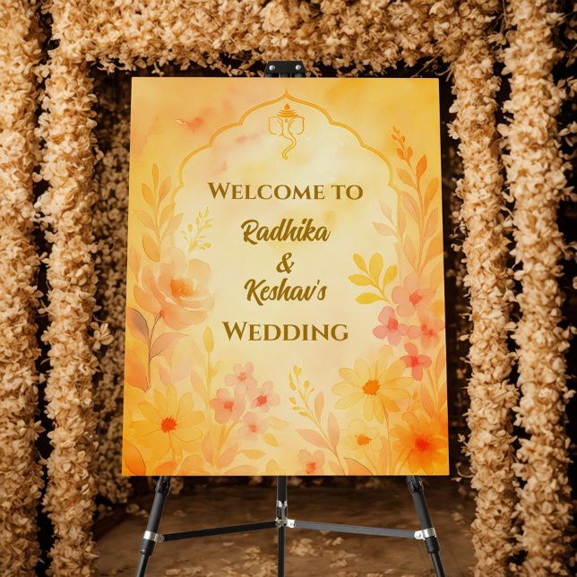 Indian Hindu Wedding Floral Welcome Sign Board (Creator Uploaded)
