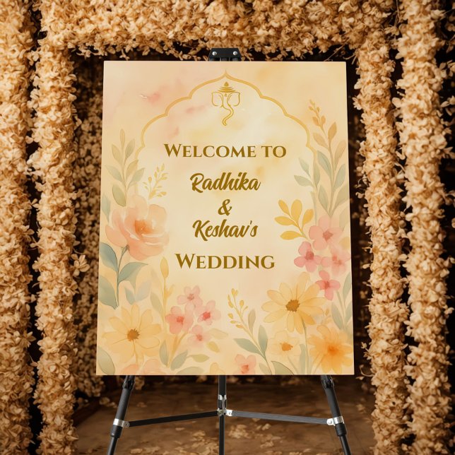 Indian Hindu Wedding Floral Welcome Sign Board (Creator Uploaded)