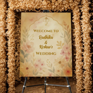 Indian Hindu Wedding Floral Welcome Sign Board