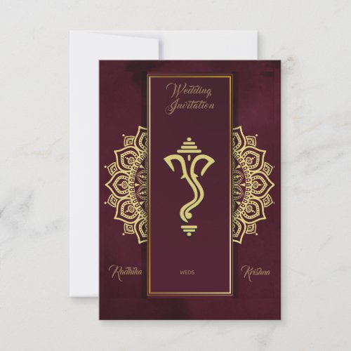 Indian hindu wedding Ganesha invitation