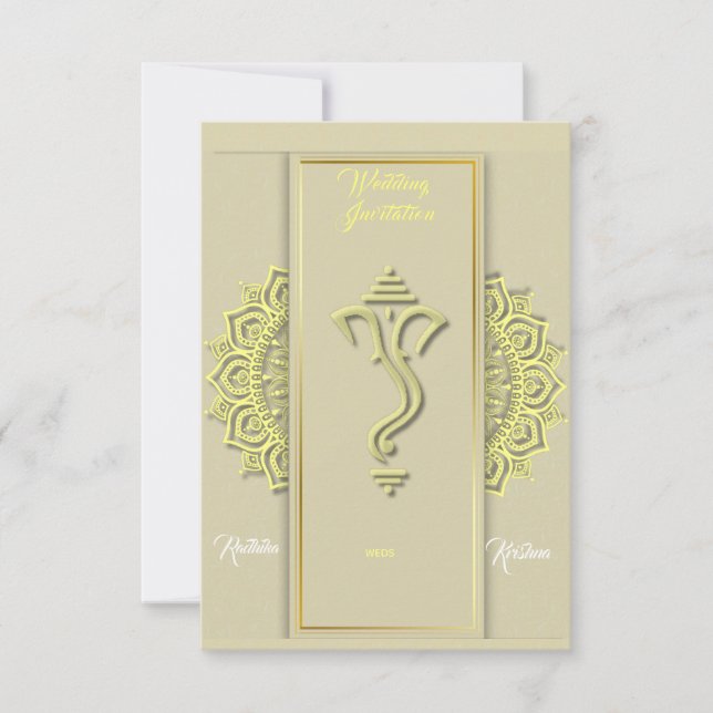 Indian hindu wedding Ganesha invitation (Front)