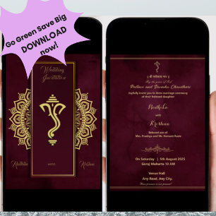 Indian hindu wedding Ganesha invitation