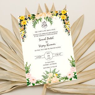 Indian Hindu Wedding Ganesha Logo Floral Invitation