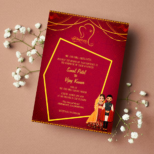 Indian Hindu Wedding Ganesha Royal Golden Invitation