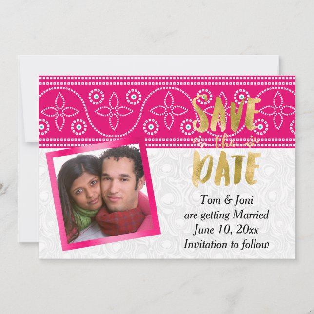 Indian Hindu Wedding Photo Save the Date (Front)