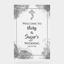 Indian Hindu Wedding Welcome Acrylic Signs